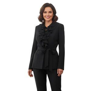 Marc Bouwer NWT* Removable Ruffled Collar Tie Belt Black Blazer Size XS